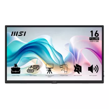 Portabler Monitor MSI PRO MP165DE E6 39,6 cm (15,6 Zoll) Full HD IPS 1920×1080 USB-C HDMI VESA Schwarz