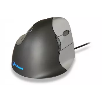 BakkerElkhuizen Evoluent 4, Rechtshänder, Vertikales Design, Laser, 2600 DPI, Schwarz, Grau, Silber