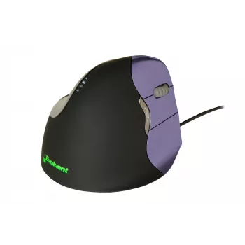 BakkerElkhuizen Evoluent 4 Small, rechtshändig, vertikales Design, Laser, USB Typ-A, 2600 DPI, Schwarz, Lila
