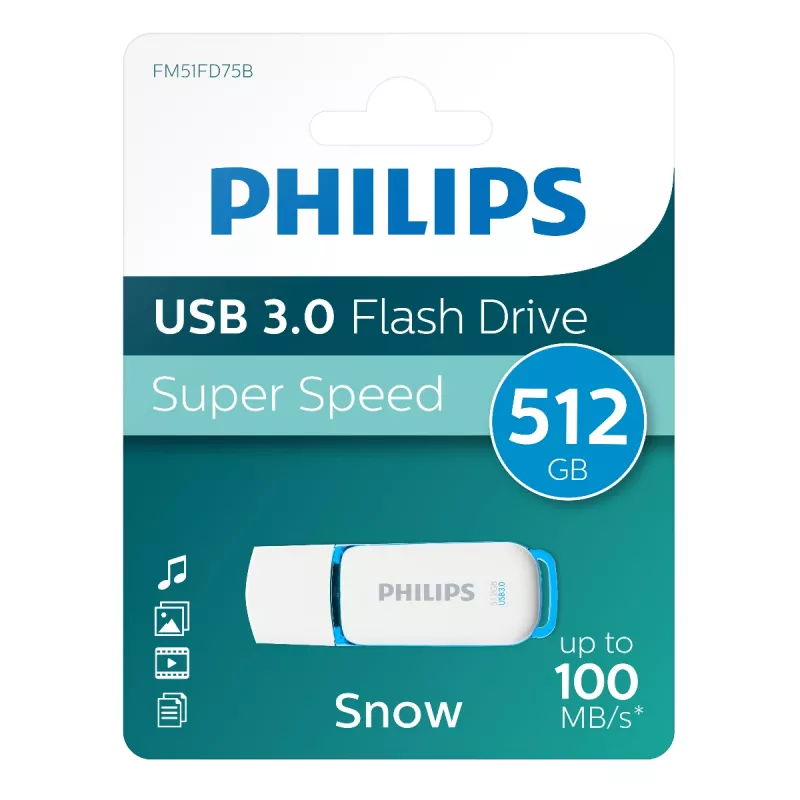 USB-Flash-Laufwerk Philips FM51FD75B 512 GB, USB Typ-A, USB 3.2 Gen 1 (3.1 Gen 1), weiß