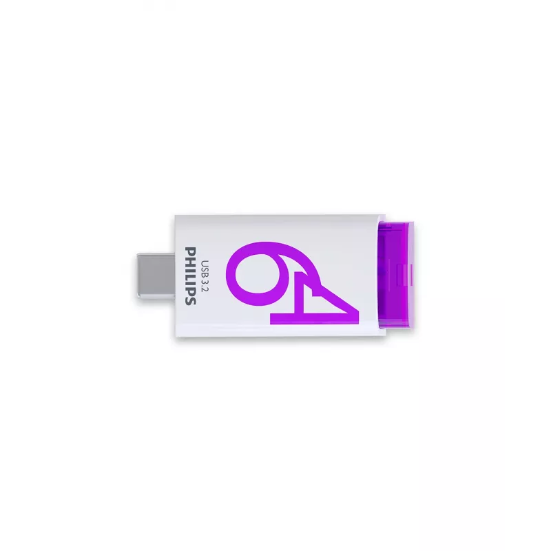 Philips Click USB-Flash-Laufwerk 64 GB USB Type-C 3.2 Gen 1 (3.1 Gen 1) Violett, Weiß