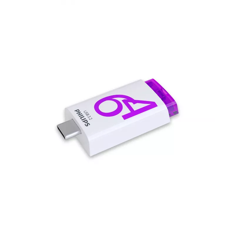Philips Click USB-Flash-Laufwerk 64 GB USB Type-C 3.2 Gen 1 (3.1 Gen 1) Violett, Weiß