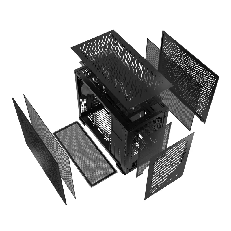 XPG VALOR AIR NANO MID-TOWER CHASSIS - Schwarz, Midi-Tower, PC, Schwarz, micro-ATX, Mini-ITX, SPCC, 17 cm