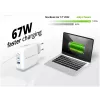 Conceptronic 3-Port 67W GaN USB PD Ladegerät mit USB-C Ladekabel, USB-C x 2, USB-A x 1, QC 3.0, PPS