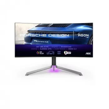 AOC Porsche PD34 Computer-Monitor 86,4 cm (34 Zoll) 3440 x 1440 Pixel Wide Quad HD QD-OLED Schwarz