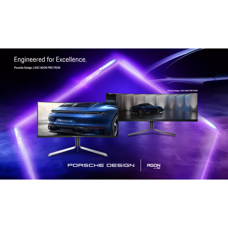 AOC Porsche PD34 Computer-Monitor 86,4 cm (34 Zoll) 3440 x 1440 Pixel Wide Quad HD QD-OLED Schwarz