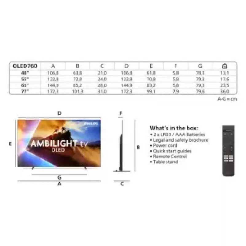 Philips Ambilight 48OLED760/12 TV 121,9 cm (48 Zoll) 4K Ultra HD Smart TV Wi-Fi Grau