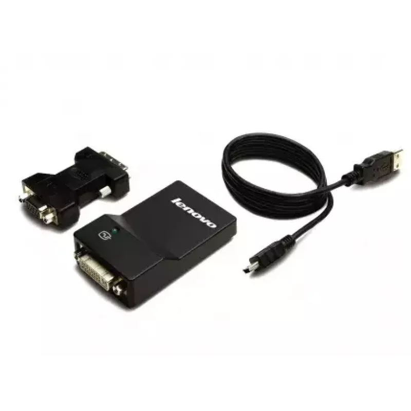 Lenovo USB 3.0 - DVI/VGA USB-Grafikadapter 2048 x 1152 Pixel Schwarz