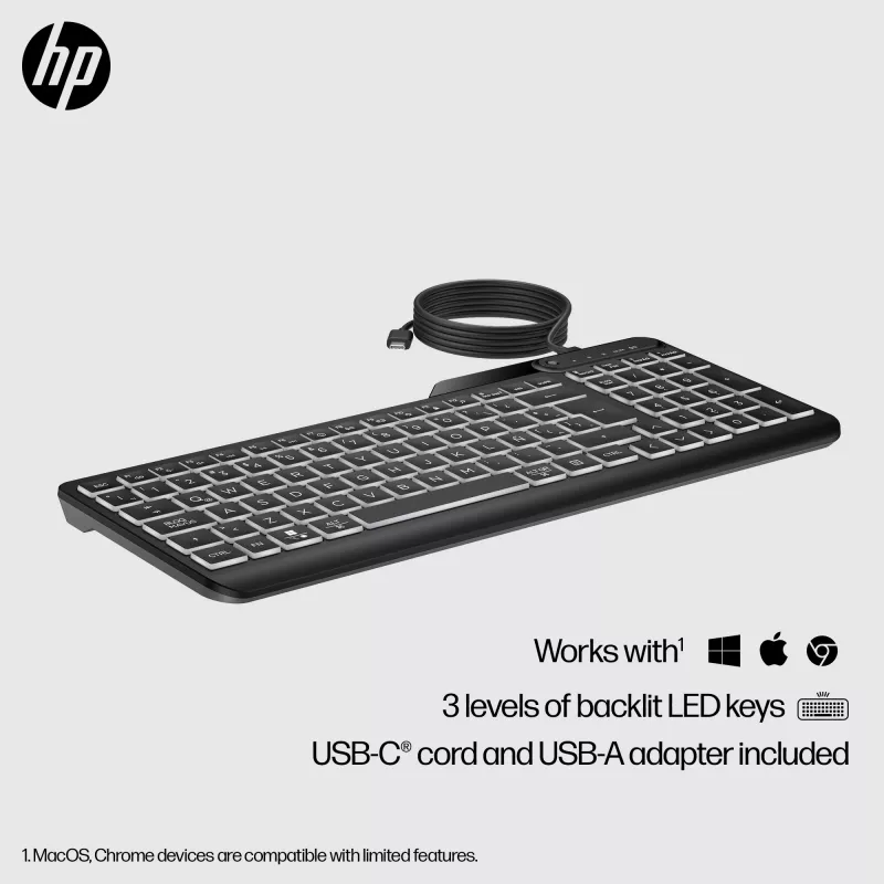 HP 400 Hintergrundbeleuchtete Kabelgebundene Tastatur Vollformat USB Schwarz