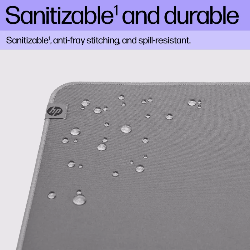 HP 200 Desinfizierbare Schreibtischmatte, Grau, Monochromatisch, Recyceltes Polyethylenterephthalat (rPET), Gummi, Rutschfeste Unterseite