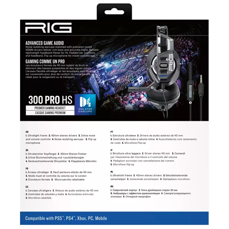 Nacon RIG 300 PRO HS Gaming-Headset, schwarz