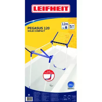 Bodenstehender Wäscheständer Leifheit Pegasus 120 Solid Compact, klappbar Metall/Kunststoff, 12 m Trockenfläche, 920×440×1490 mm