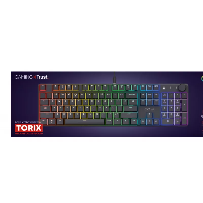 Mechanische Gaming-Tastatur TRUST GXT 866 TORIX USB Full-Size 104 Tasten QWERTY Schwarz RGB