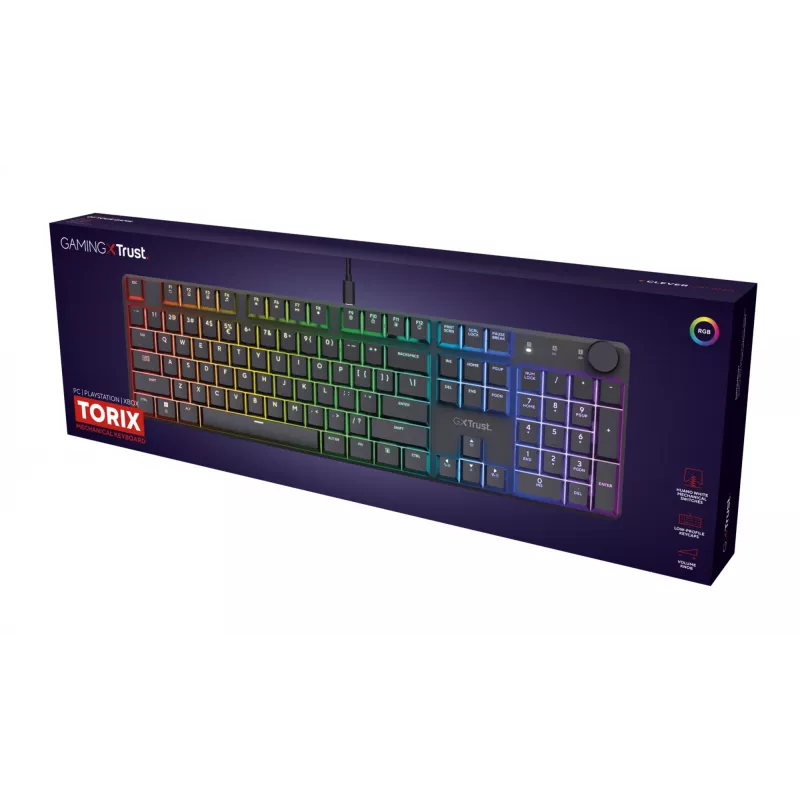 Mechanische Gaming-Tastatur TRUST GXT 866 TORIX USB Full-Size 104 Tasten QWERTY Schwarz RGB