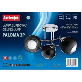 Pendelleuchte ActiveJet AJE-PALOMA 3P E27, 3×40W, Deckenmontage, silber, IP20, 440×250 mm