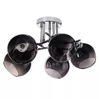 Pendelleuchte ActiveJet AJE-PALOMA 5P, 5×E27 40W, silberner Rahmen, schwarzes Glas, IP20, 460×250×460 mm
