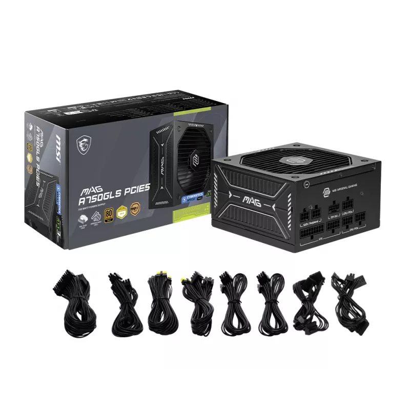 Netzteil MSI MAG A750GLS PCIE5 750W 24-Pin ATX vollmodular 80 PLUS Gold Schwarz