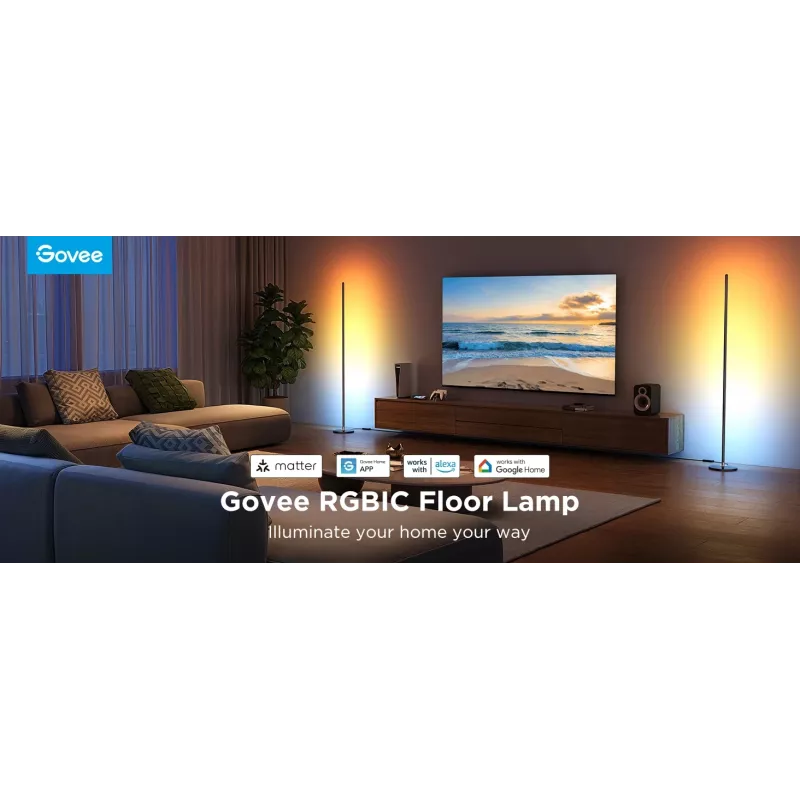Stehlampe Govee Matter RGBICW H8076C13 — intelligente LED-Beleuchtung mit RGBIC und abstimmbarem Weiß