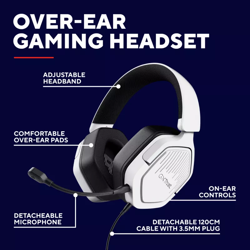 Trust GXT492W Carus Headset Verkabelt Kopfband Gaming Weiß