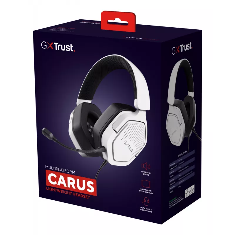 Trust GXT492W Carus Headset Verkabelt Kopfband Gaming Weiß