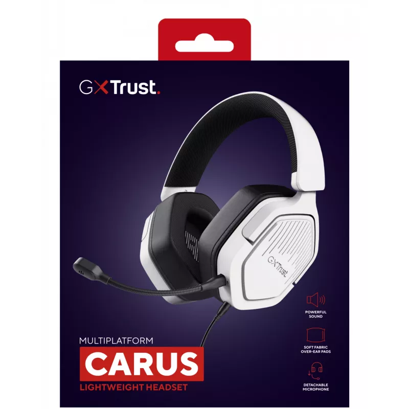 Trust GXT492W Carus Headset Verkabelt Kopfband Gaming Weiß