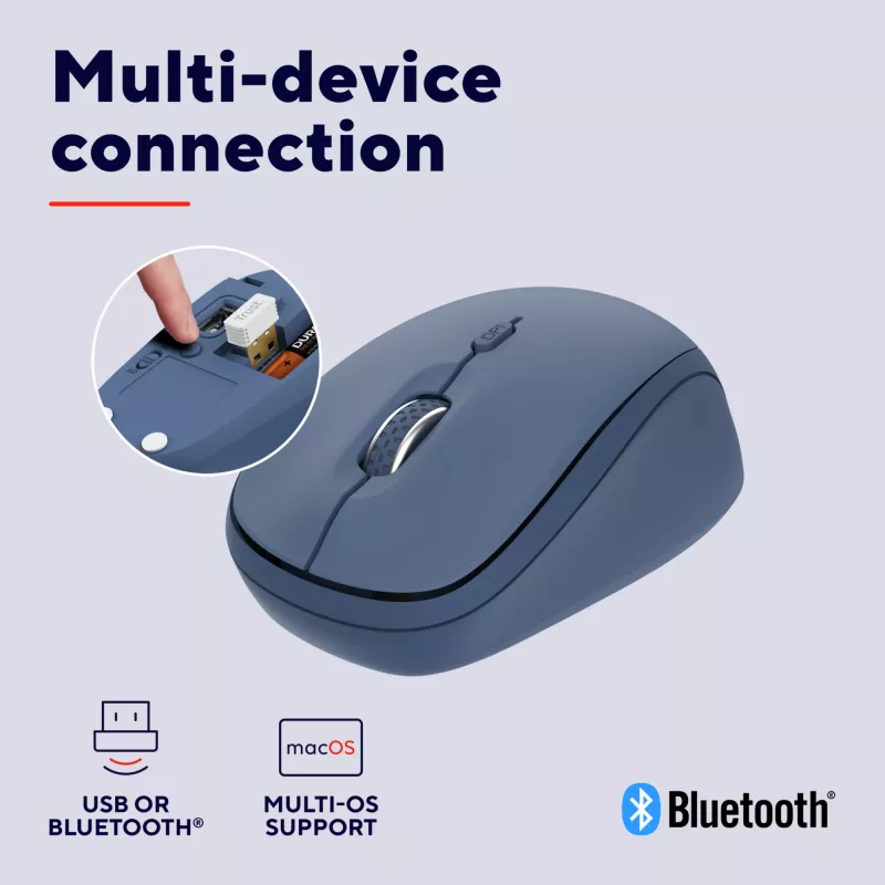 Trust Yvi+ Maus Universal Beidhändig RF Wireless + Bluetooth Optisch 1600 DPI