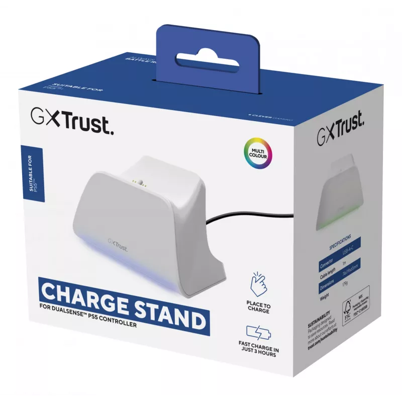 Ladestation TRUST GXT255W für PS5 Dual-Ladung, weiß