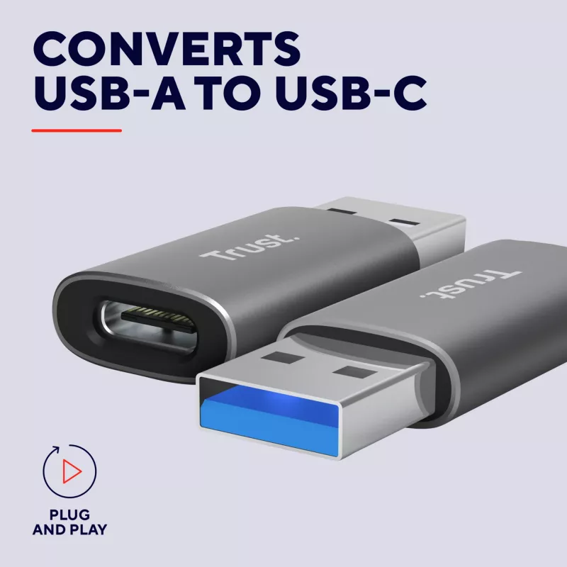 Trust Calyx USB Type-C USB Type-A Grau Anschluss 1 USB Type-C Anschluss 2 USB Type-A