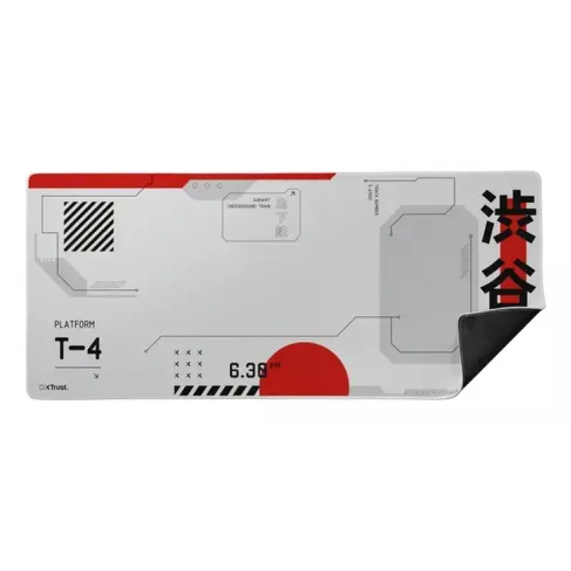 Gaming-Mauspad TRUST GXT 759 XXL — PET-Oberfläche, 900×400 mm, genähte Kanten, rutschfeste Basis (Schwarz/Grau/Rot/Weiß)