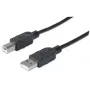 Manhattan USB-A-auf-USB-B-Kabel, 3 m, Stecker auf Stecker, 480 Mbit/s (USB 2.0), Hi-Speed USB, Schwarz, lebenslange Garantie, entspricht USB2HAB3M.