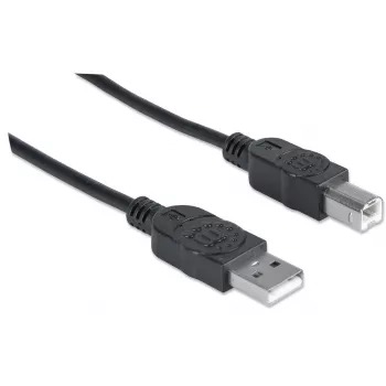 Manhattan USB-A-auf-USB-B-Kabel, 3 m, Stecker auf Stecker, 480 Mbit/s (USB 2.0), Hi-Speed USB, Schwarz, lebenslange Garantie, entspricht USB2HAB3M.