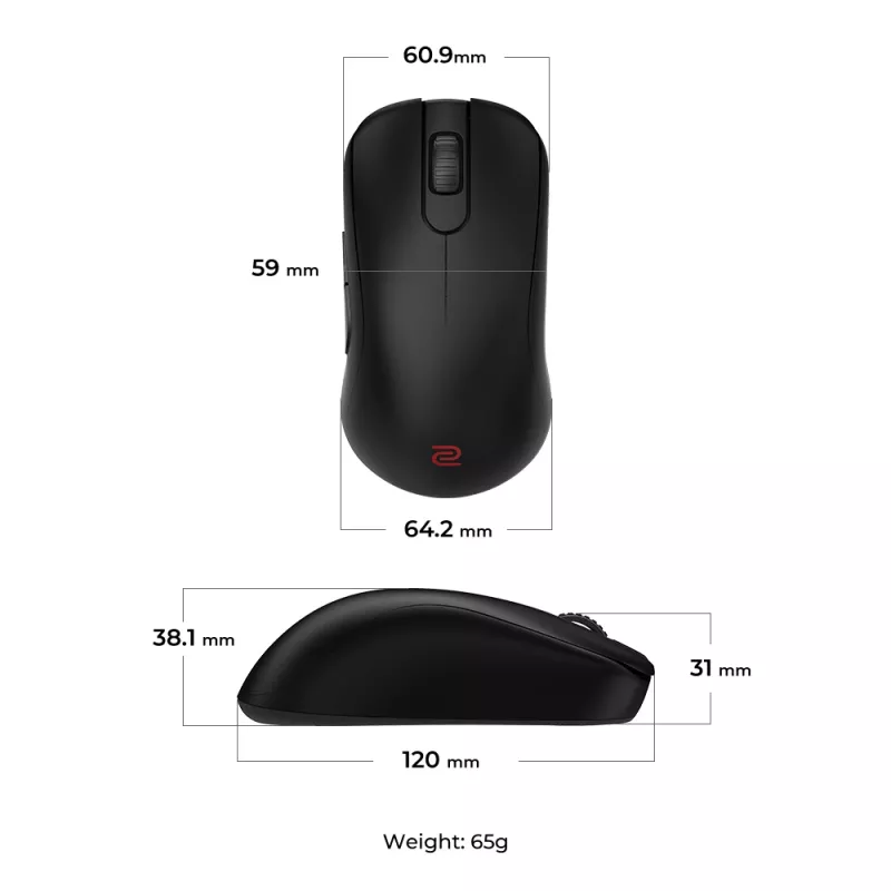Gaming-Maus BenQ ZOWIE S2-DW Rechtshänder RF Wireless 3200 DPI