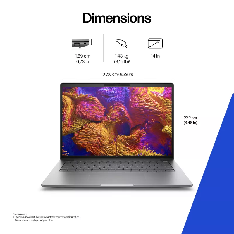 HP ZBook 8 G1ak Copilot+ PC AMD Ryzen AI 7 PRO 35,6 cm (14 Zoll) WUXGA 16 GB DDR5-SDRAM Wi-Fi 7 (802.11be) Windows 11 Pro AI Workstation, AI PC