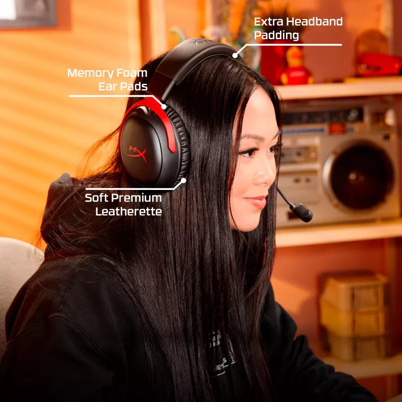 HyperX Cloud III S Wireless - Gaming-Headset (Schwarz-Rot), Rot, China, ohrumschließend, geschlossen, 115 mm, 210 mm