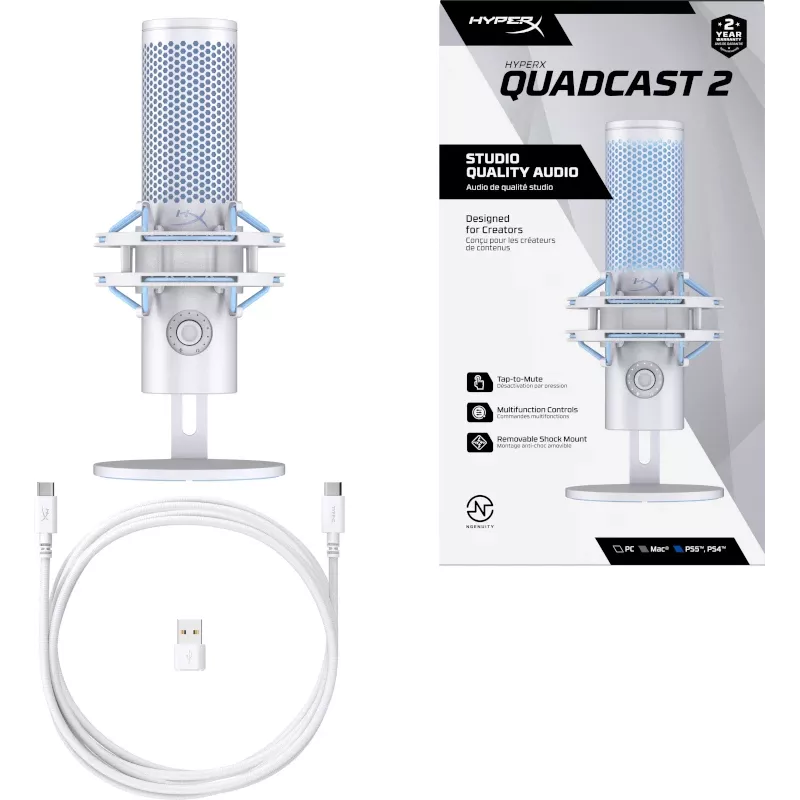 HyperX QuadCast 2 - USB-Mikrofon (Frost)
