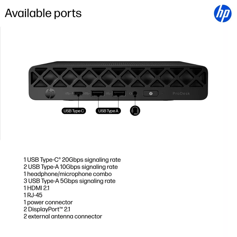 HP ProDesk 4 Mini G1i AI Mini-PC BY7D1ET – Intel Core Ultra 7 265T, 16 GB DDR5-5600, 1 TB SSD, Intel Graphics, Windows 11 Pro, Schwarz