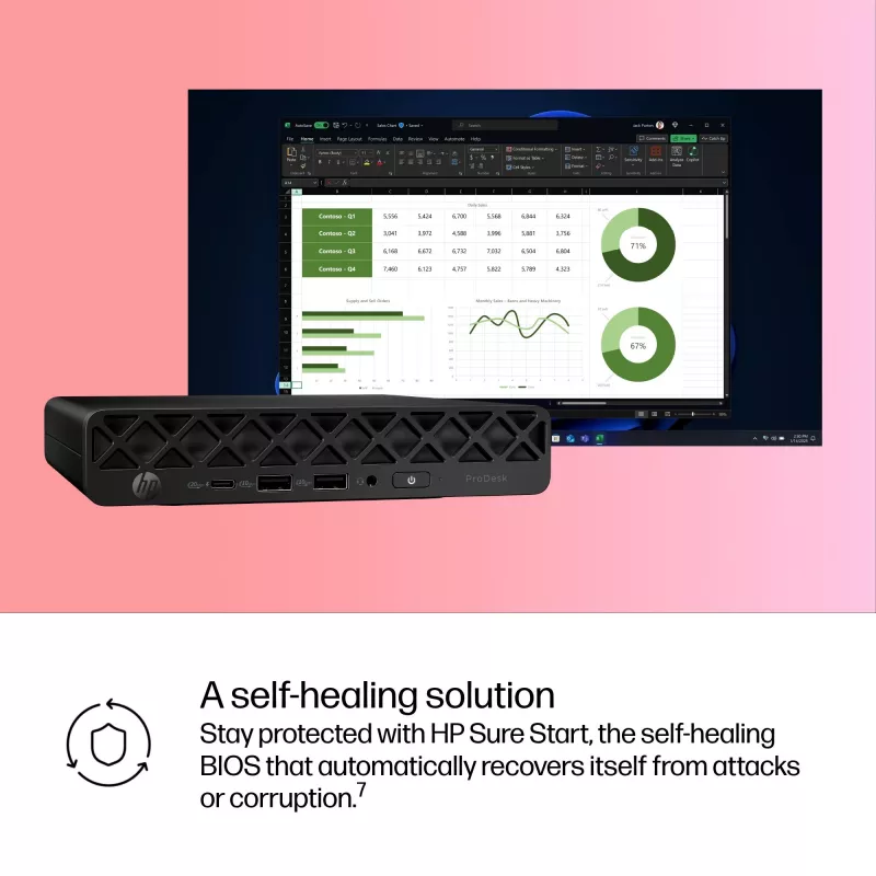 HP ProDesk 4 Mini G1i AI Mini-PC BY7D1ET – Intel Core Ultra 7 265T, 16 GB DDR5-5600, 1 TB SSD, Intel Graphics, Windows 11 Pro, Schwarz