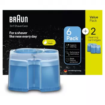 Reinigungskartusche BRAUN 3in1 ShaveCare Kartusche 8 Stück (Blau) für Braun Rasierer