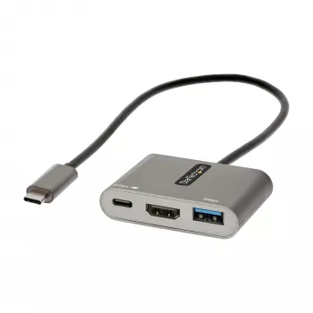 StarTech.com USB-C Multiport-Adapter, USB-C auf HDMI 4K-Video, 100W PD Pass-Through, USB 3.0 Hub 5 Gbit/s (1x Typ-C/1x A), USB-C Mini-Dock, USB-C Reisedock, Tragbare Laptop-Dockingstation