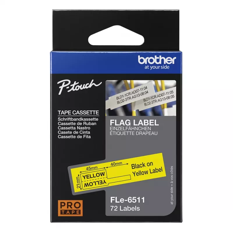 Brother FLE-6511 Beschriftungsband Schwarz auf Gelb