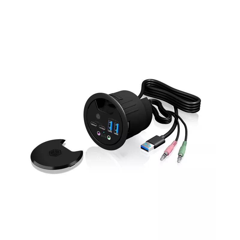 ICY BOX IB-HUB1403B Steckdose Anthrazit