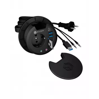 ICY BOX IB-HUB1430-CR socket-outlet Schwarz