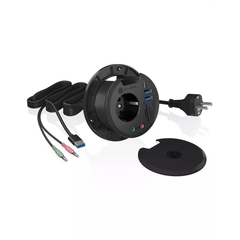 ICY BOX IB-HUB1430-CR socket-outlet Schwarz