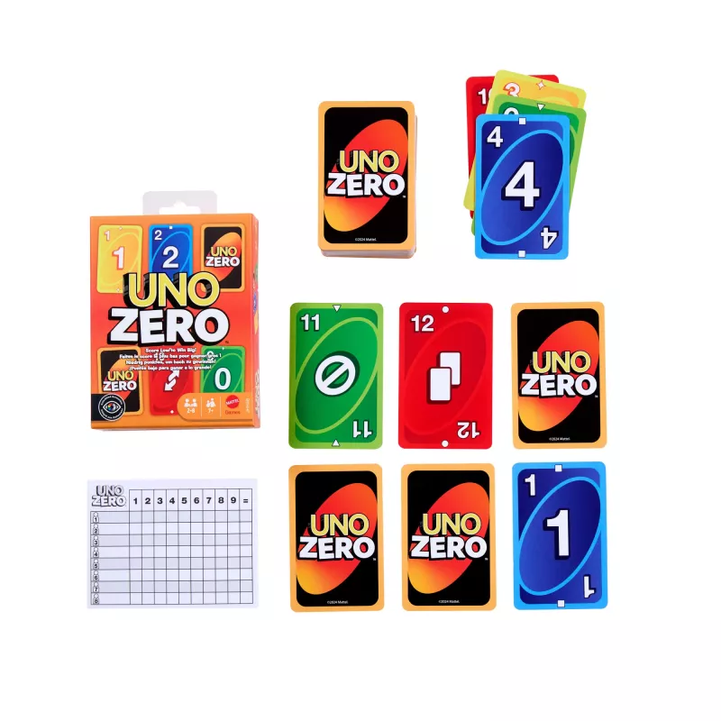 Kartenspiel MATTEL UNO Zero — Ablegespiel, Alter 7+, inkl. Deck und Spielblock