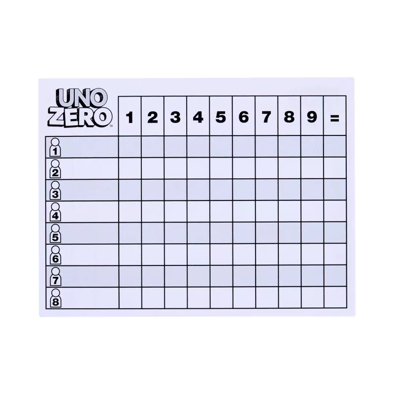 Kartenspiel MATTEL UNO Zero — Ablegespiel, Alter 7+, inkl. Deck und Spielblock