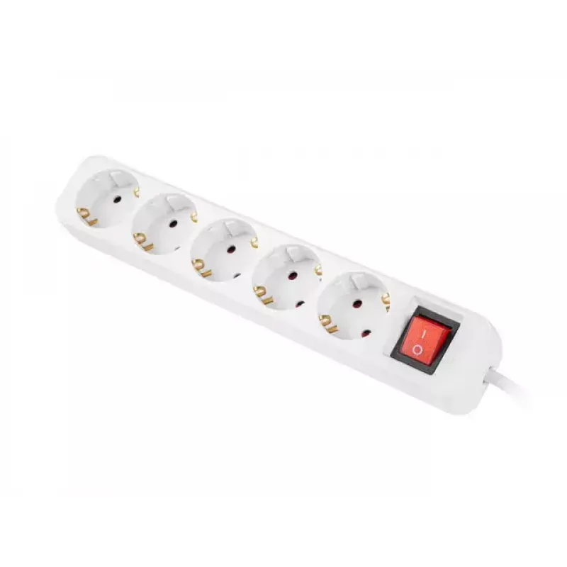 Stromverlängerung Lanberg PS1-05F-0300-W 3m 5 Schutzkontakt-Steckdosen Innenbereich Weiß