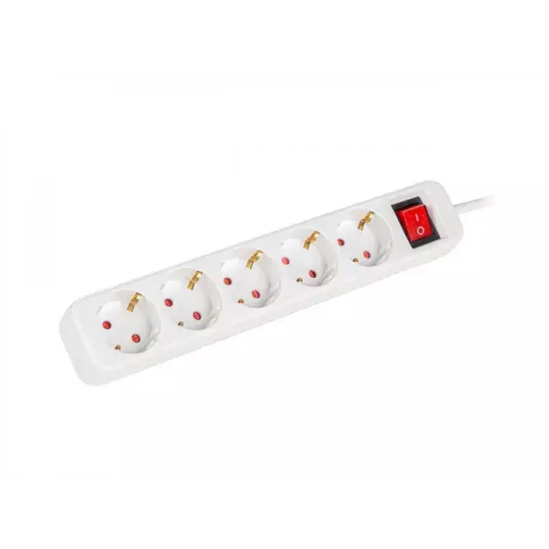 Stromverlängerung Lanberg PS1-05F-0300-W 3m 5 Schutzkontakt-Steckdosen Innenbereich Weiß