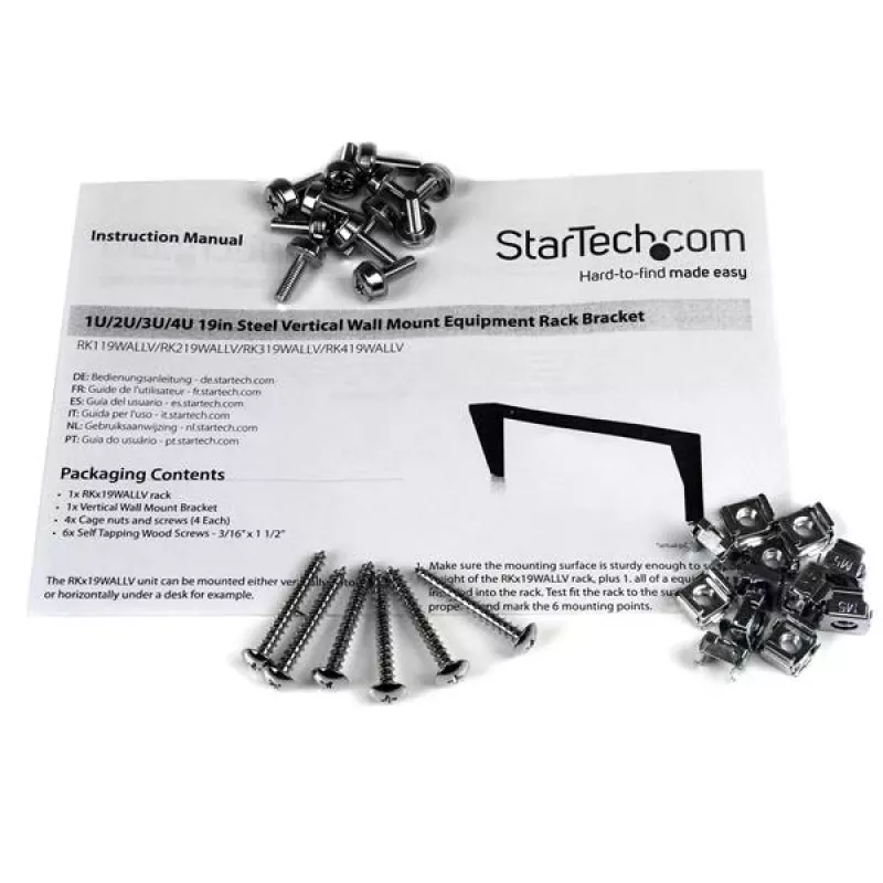 StarTech.com 4U 19 Zoll Vertikale Wandhalterung für Geräterack aus Stahl