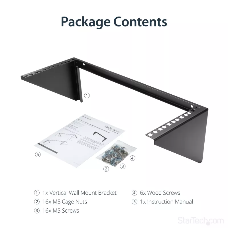 StarTech.com 4U 19 Zoll Vertikale Wandhalterung für Geräterack aus Stahl