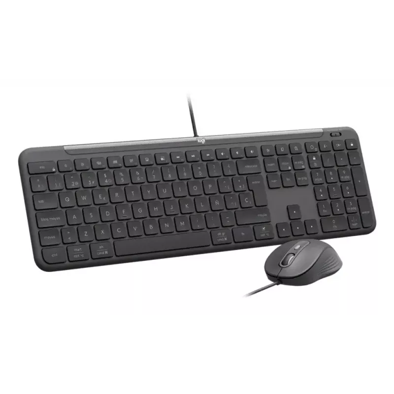 Kabelgebundene Full-Size-Tastatur mit Maus Logitech 920-013349 — USB, QWERTY US International, Graphite, 1,8 m Kabel